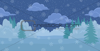 Christmas landscape, night winter forest