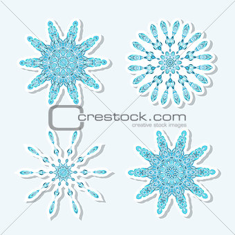 Christmas style icons. Beautiful snowflakes. Vector eps10 illustration.  