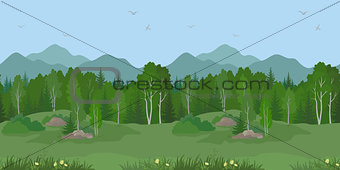 Seamless Mountain Landscape with Trees