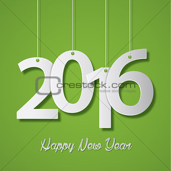 Happy new year 2016 creative greeting card design on green background