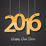 Happy new year golden 2016 creative greeting card design on green background