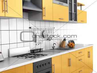 Modern kitchen on the thite background.