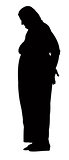 traditional turkish fat woman with scarf, silhouette vector