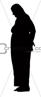 traditional turkish fat woman with scarf, silhouette vector