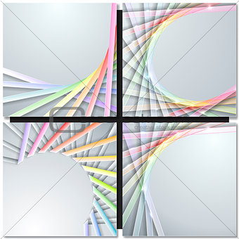 Abstract paper ribbons on gray background