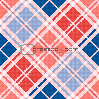 Diagonal seamless pattern in red an blue trendy hues