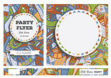 Club Flyers with copy space and hand drawn pattern