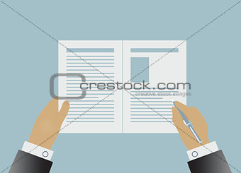 Hands signing business contract. Vector illustration