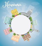 Havana Skyline with Color Building, Blue Sky and copy space