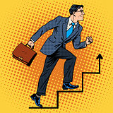 Businessman climbs up the career ladder