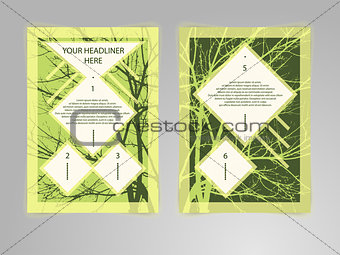 Abstract hipster Brochure Flyer design vector template with tree shape in A4 size. Business, plan, project, Eco, biology, beauty and medicine concept.