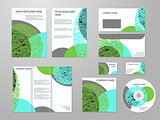 Professional corporate identity or business kit with geometric abstract design for your business includes CD, Cover, Business Card, Envelope, Flyers and trif-old brochure. Eco, biology, beauty and medicine concept.