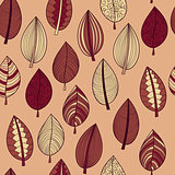 Vector Seamless Pattern with Autumn Leaves