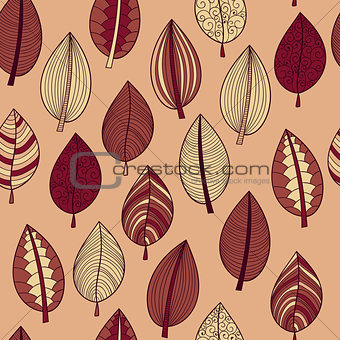Vector Seamless Pattern with Autumn Leaves