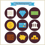 Flat Finance and Banking Icons Set