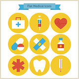 Flat Health and Medicine Icons Set