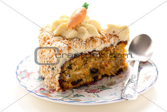 Carrot cake on a plate.