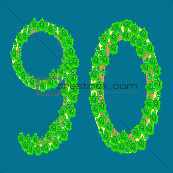 Figure ninety 90 anniversary celebration tropical island