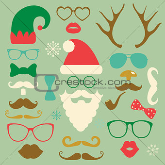 Christmas Colorful Fashion Silhouette Set Hipster Style