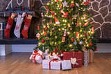 Christmas stockings and tree