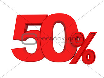 red sign 50 percent
