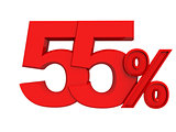 red sign 55 percent