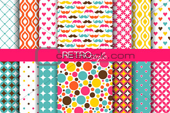 Set of colorful seamless retro vector patterns