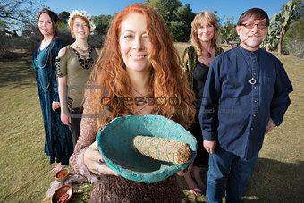 Happy Woman with Pagan Offering