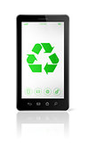 Smartphone with a recycle symbol on screen. ecological concept