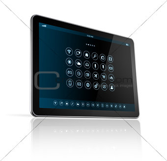 digital tablet pc with apps icons interface