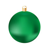 Green Christmas ball on white background