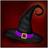 Vector picture of Halloween realistic witches hat. Illustration on nice background