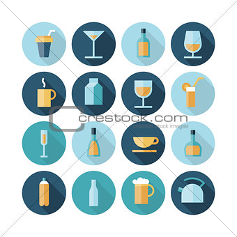 Flat design icons for drinks