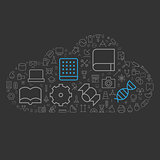 Icons for science, technology and industrial in cloud shape