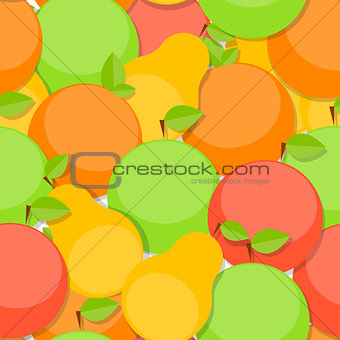 Seamless Pattern Background from Apple, Orange and Pear  Vector 