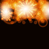 Vector Illustration of Fireworks, Salute on a Dark Background