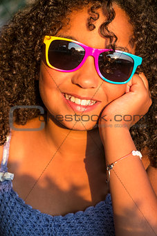 Happy Mixed Race African American Girl Child Sunglasses