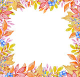 Watercolor frame with autumn leaves