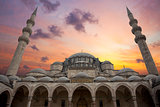 Amazing Sunrise over Blue Mosque, beautiful sky and architecture