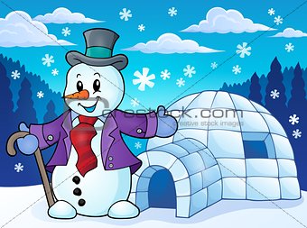 Igloo with snowman theme 1