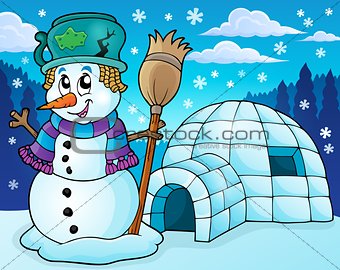 Igloo with snowman theme 2