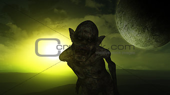 3D Evil demon Halloween background