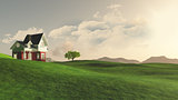 3D house in countryside