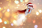 3D Santa superhero on a Christmas background