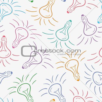 color bulbs, sketch, seamless pattern
