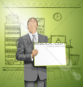 Vector Business Man with Empty Write Board