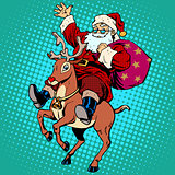 Santa Claus with gifts Christmas reindeer Rudolf