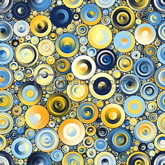 Blue Yellow Circles Seamless Pattern Mosaic