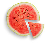 Round ripe watermelon with extended sector