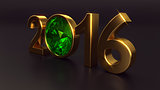 New year 2016 with emerald gemstone